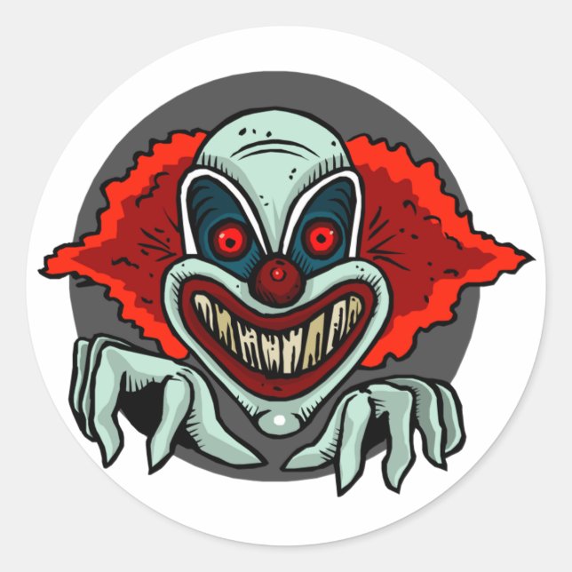 Sticker Rond Clown effrayant (Devant)