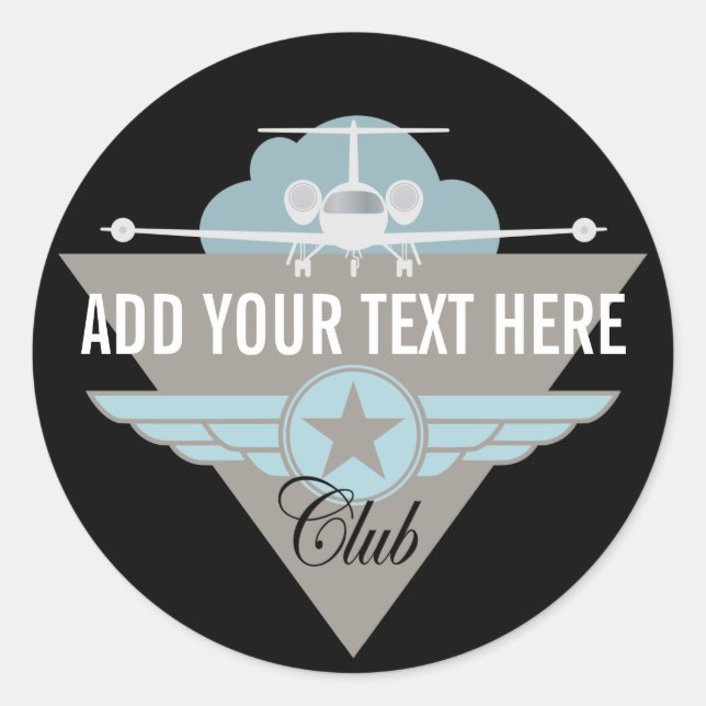 Sticker Rond Club d'avion à réaction (Devant)