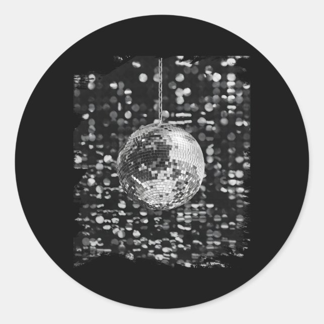 Sticker Rond Club De Bal Disco Noir Et Blanc (Devant)