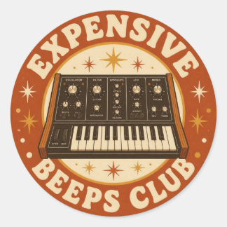 Sticker Rond Club de Bips Chers – Synthé Nerd Drôle