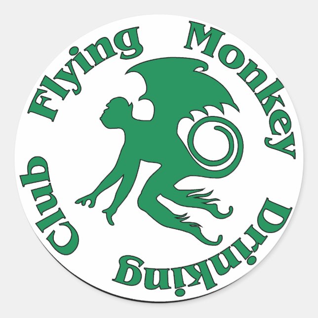 Sticker Rond Club de boisson de singe volant (Devant)
