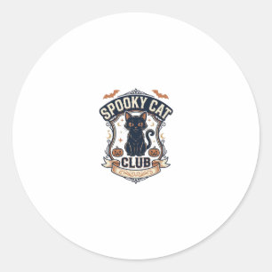 Sticker Rond Club de chat effrayant Chat Halloween Chat effraya