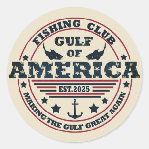 Sticker Rond Club de pêche du golfe d'Amérique patriotique amér