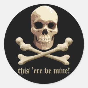 Sticker Rond Club de pirates - Crâne et os croisés