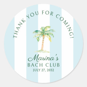 Sticker Rond Club de plage Blue Stripes Remerciements pour l'en