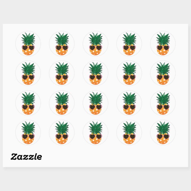 Sticker Rond Club de plongée, ananas de Pickleball (Feuille)