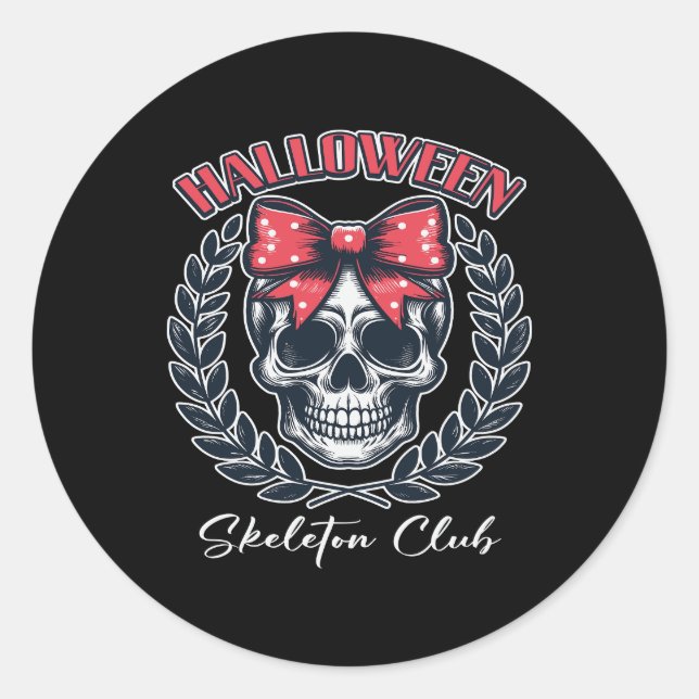 Sticker Rond Club de squelette d'Halloween (Devant)