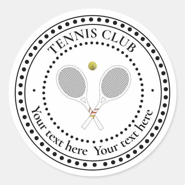 Sticker Rond Club de tennis en texte personnalisable (Devant)