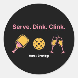 Sticker Rond Club de vin social de pickleball Serve Dink Clink