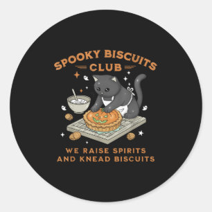Sticker Rond Club des biscuits effrayants Chat noir Citrouille