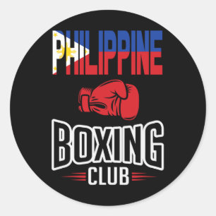 Sticker Rond Club philippin de boxe drapeau