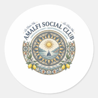 Sticker Rond Club Social d'Amalfi Évasion Côtière Méditerranéen