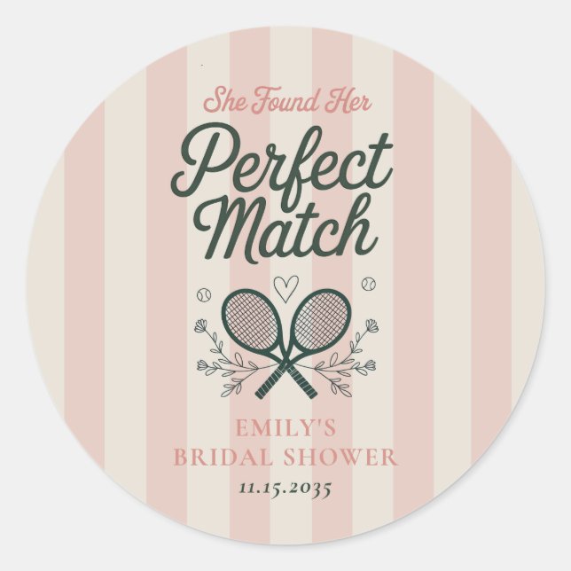 Sticker Rond Club Social de Mariage Parfait de Tennis (Devant)