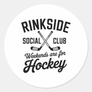 Sticker Rond Club Social Rinkside Vibes Rétro Hockey sur Glace