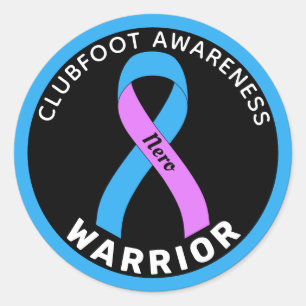 Sticker Rond Clubfoot Sensibilisation Warrior Ruban Noir Classi