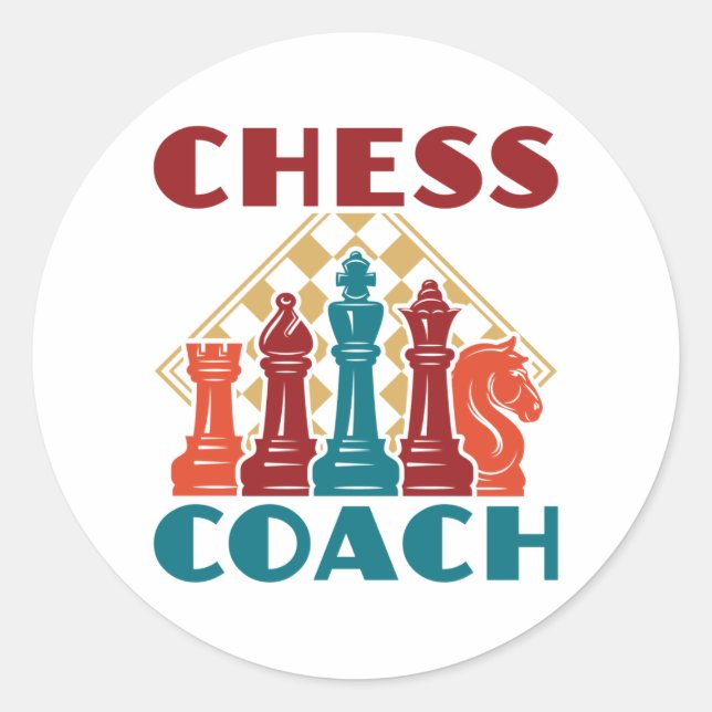 Sticker Rond Coach des échecs (Devant)
