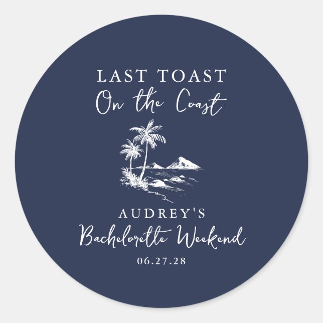 Sticker Rond Coastal Bachelorette Party (Devant)