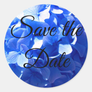 Sticker Rond Cobalt bleu floral élégant bleu hydrangées