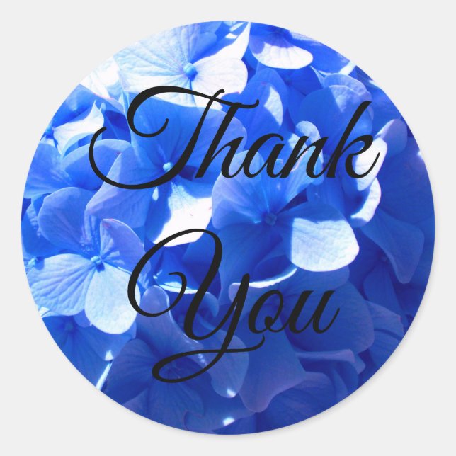 Sticker Rond Cobalt bleu floral élégant bleu hydrangées (Devant)