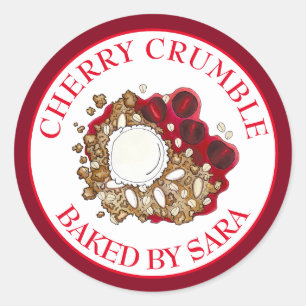 Sticker Rond Cobbler Cerisier Crumble Fabriqué Maison Par