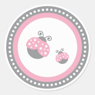 Sticker Rond Coccinelle rose