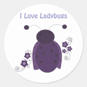 Sticker Rond Coccinelle Violette Fantaisiste