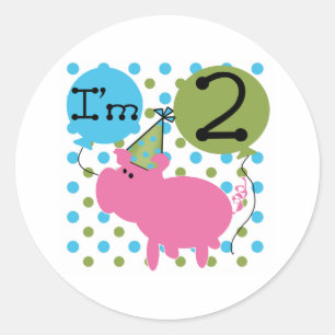 Sticker Rond Cochon 2e anniversaire