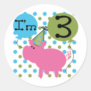 Sticker Rond Cochon 3ème anniversaire Tshirts et cadeaux