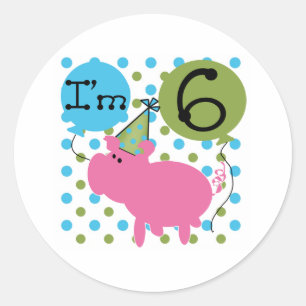 Sticker Rond Cochon 6e anniversaire