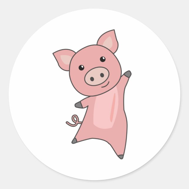 Sticker Rond Cochon Chien Chien Chien Chien Chien Funny Chiens (Devant)