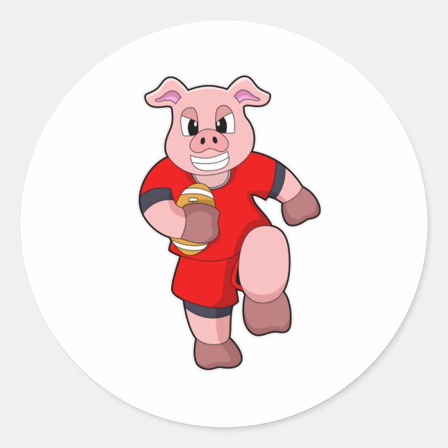 Sticker Rond Cochon de football (Devant)
