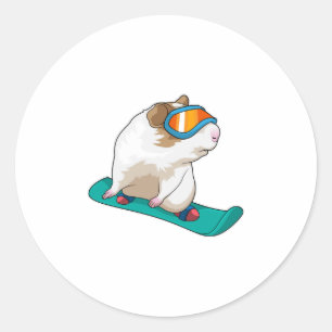 Sticker Rond Cochon de Guinée Snowboard Snowboard