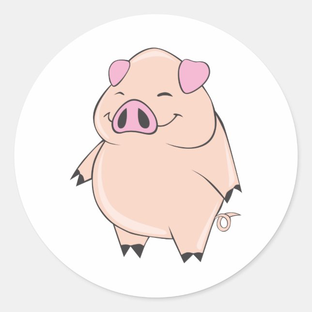 Sticker Rond Cochon gras mignon (Devant)