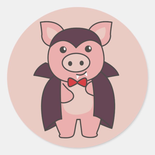 Sticker Rond Cochon Halloween Cute Devil Vampire costume classi (Devant)