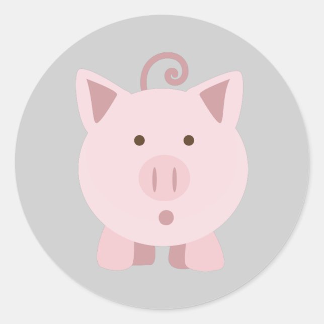 Sticker Rond Cochon mignon surpris (Devant)