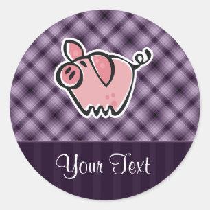 Sticker Rond Cochon pourpre
