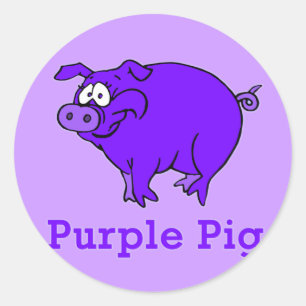 Sticker Rond Cochon pourpre sur le vêtement, les grenouilles, 