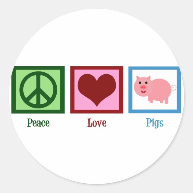Sticker Rond Cochons d'amour de paix (Devant)