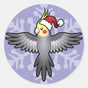 Sticker Rond Cockatiel de Noël