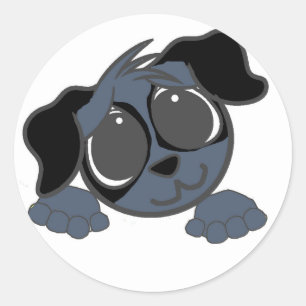 Sticker Rond cocker anglais spaniel bleu roan peeking dessin an