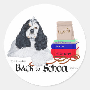 Sticker Rond Cocker Spaniel Américain Rentrée des Classes