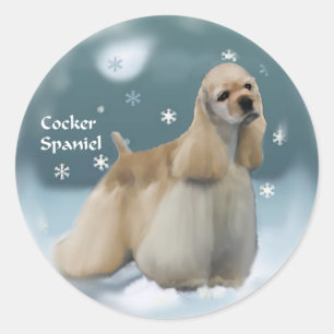 Sticker Rond Cocker Spaniel Cadeaux de Noël
