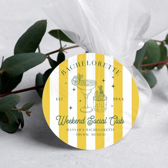 Sticker Rond Cocktail Club d'été | Enterrement de vie de jeune  (Créateur téléchargé)