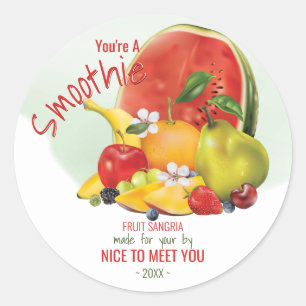 Sticker Rond Cocktail de fruits Amitié Hello Funny