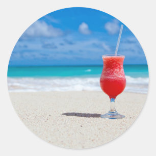 Sticker Rond Cocktail en bord de mer