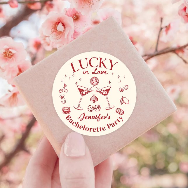 Sticker Rond Cocktail Enterré de Vie de Jeune Fille Chanceux en (Créateur téléchargé)