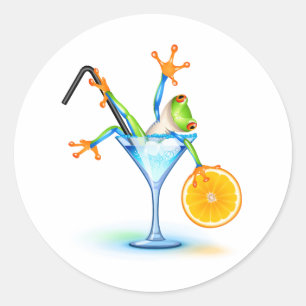 Sticker Rond Cocktail Frog