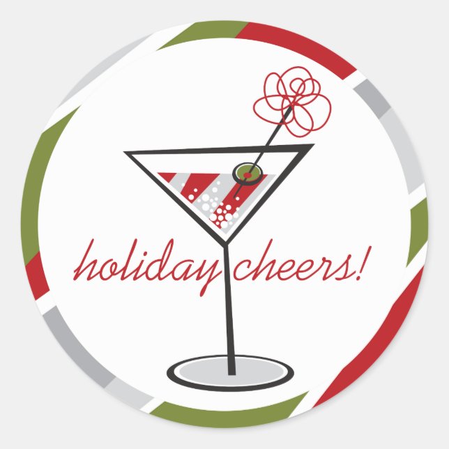 Sticker Rond Cocktail Martini Fête de Noël (Devant)