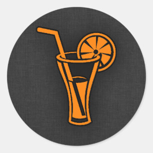 Sticker Rond Cocktail orange
