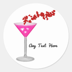 Sticker Rond Cocktail Pink Valentine's Day sur mesure Fête Fave